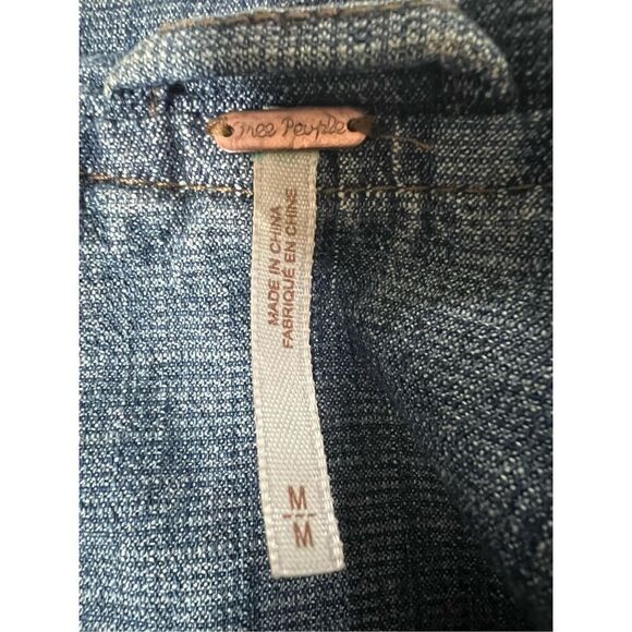 Free People Tattered Tennis Bomber Zip & Snap Front Distressed Jacket M - Picture 9 of 12